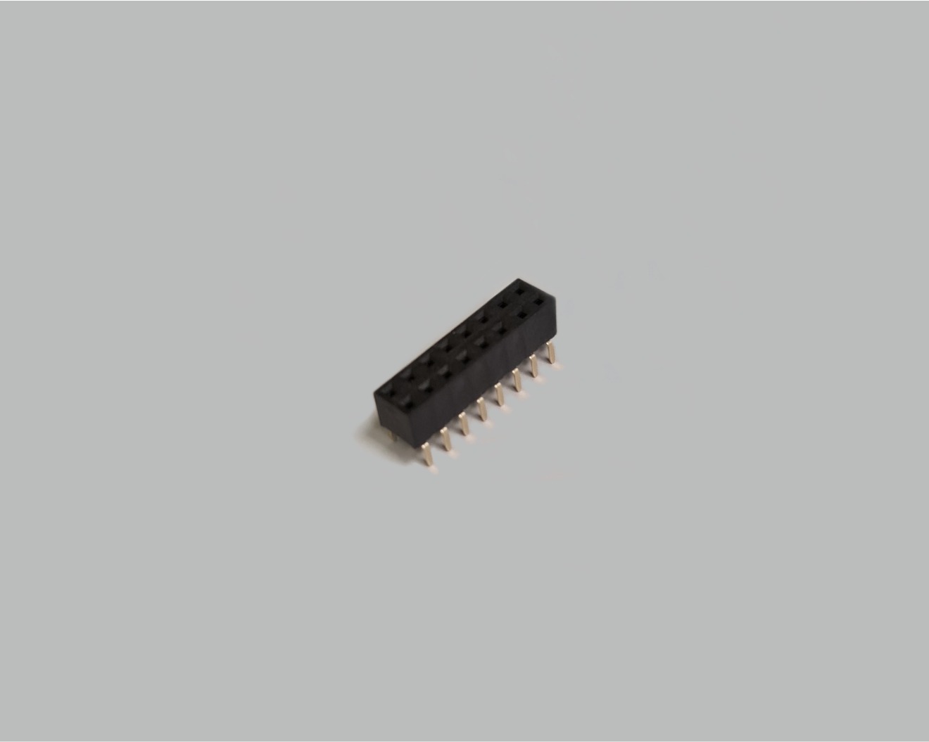 Buchsenleiste zweireihig mit Dual Entry 2x8-polig, gerade, vergoldet, Raster 2,54mm, Bauhöhe 5,0mm, nicht trennbar