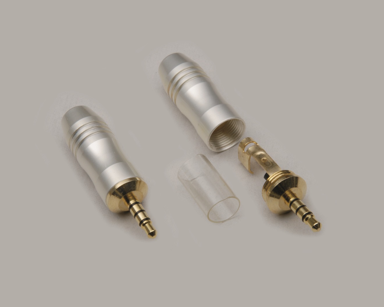 Klinkenstecker 3,5mm 4-polig, 24K vergoldet, Gehäuse Pearlchrome