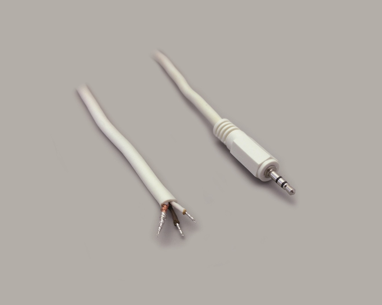 Audio-Anschlusskabel geschirmt, Klinkenstecker 3,5mm Stereo, gerade, weiss, Länge 1,8m