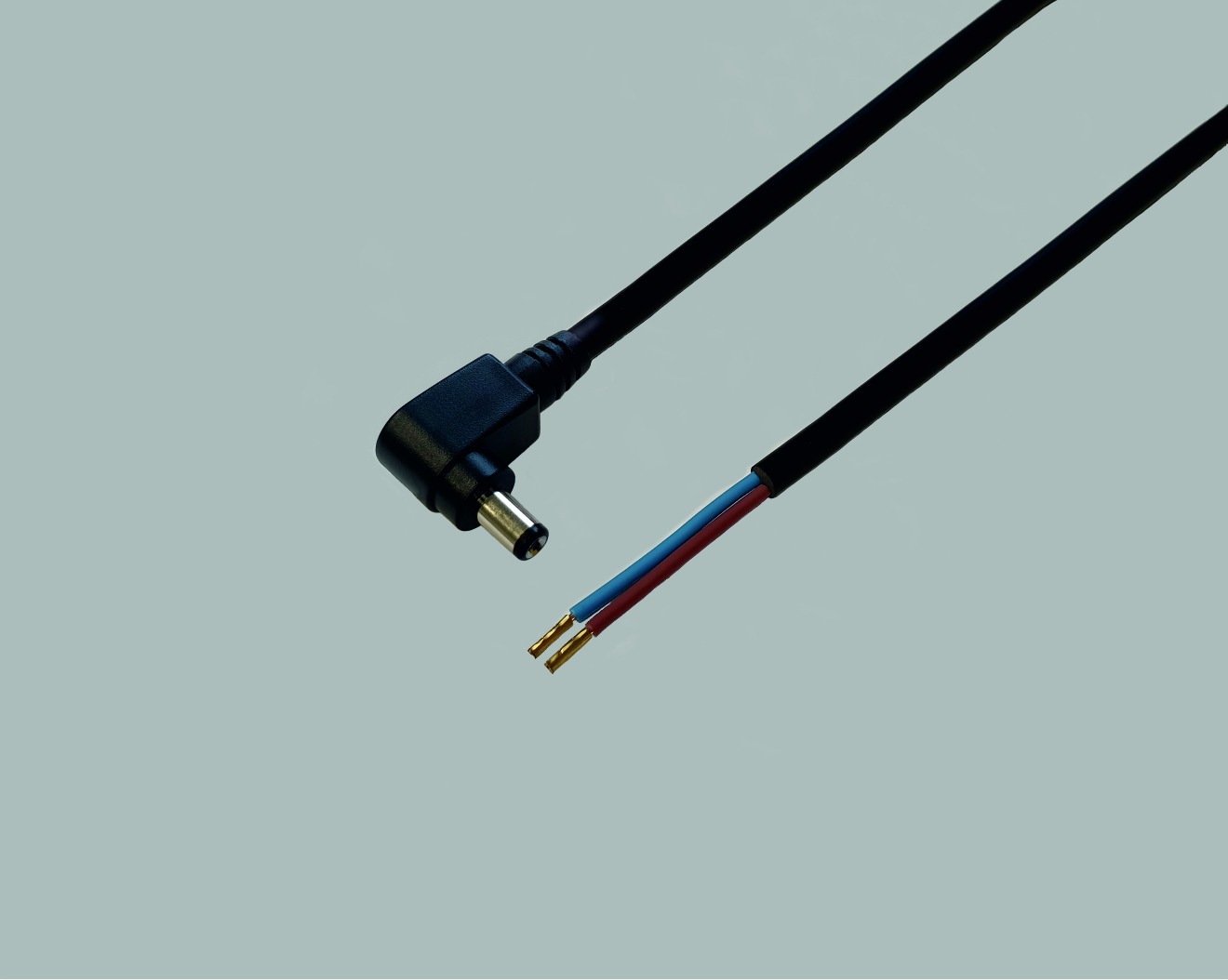 DC Anschlusskabel DC-Winkel-Stecker 2,5mm/5,5mm/9,5mm auf freies Ende, 0,50mm², schwarz 2.0m, 100 Stk.