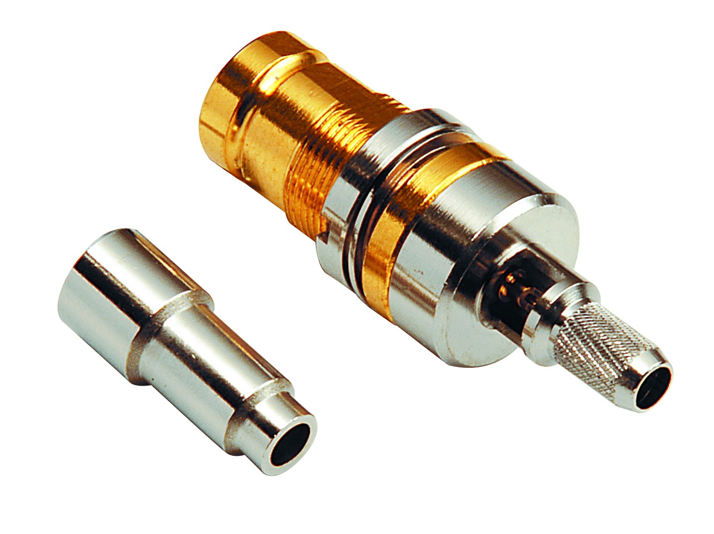 1.6 / 5.6-Kupplung, 75 Ohm, Crimpausführung, Teflon-Isolation, für  RG 59/62