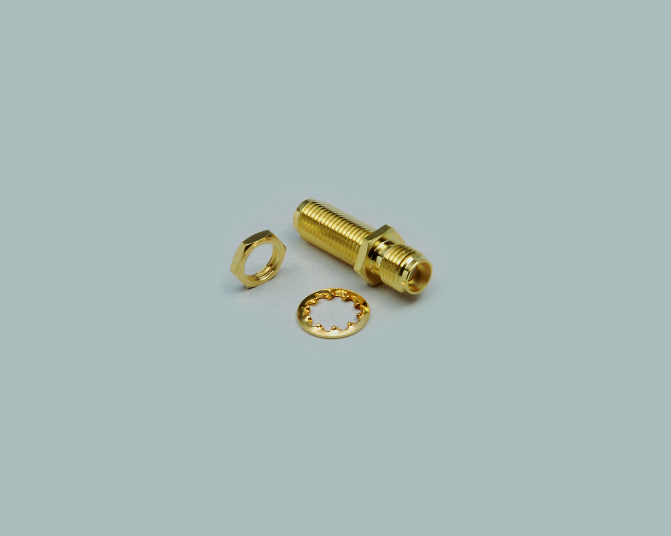 SMA-Einbauadapter, Kupplung auf Kupplung, vergoldet, kleine Ausführung, 100 Stk.