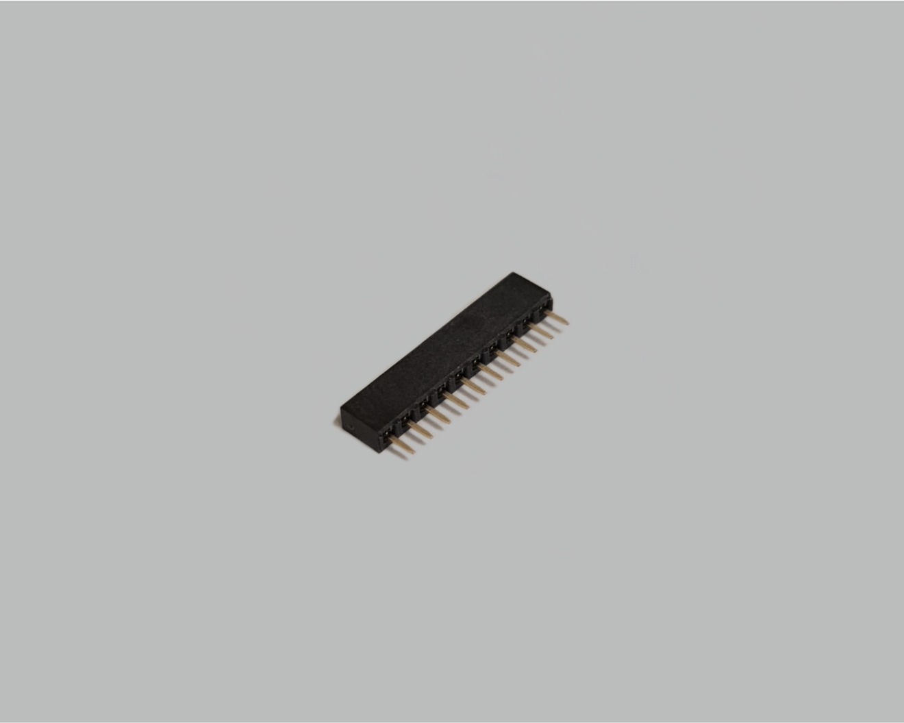 Buchsenleiste einreihig 10-polig, gerade, vergoldet, Raster 2,00mm, Bauhöhe 4,3mm, Isolation Nylon 6T, nicht trennbar